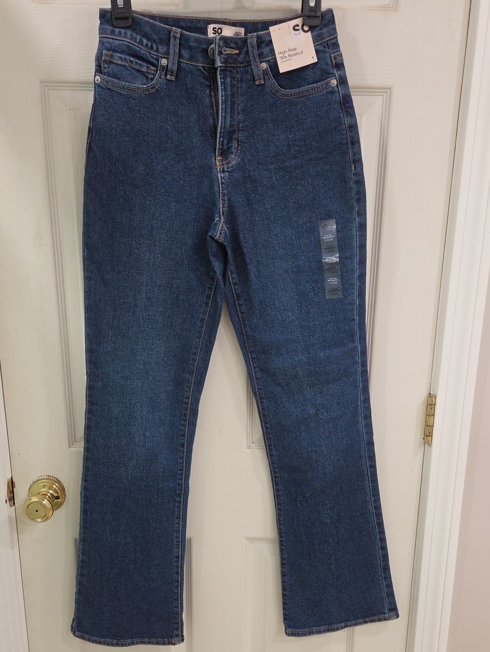 SO High-Rise Straight Jeans in Dark Blue Denim